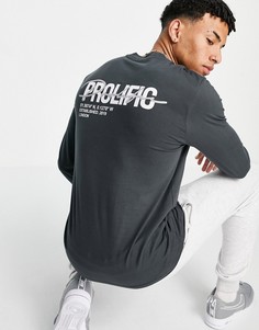Серая футболка с принтом "Prolific" на спине River Island-Серый