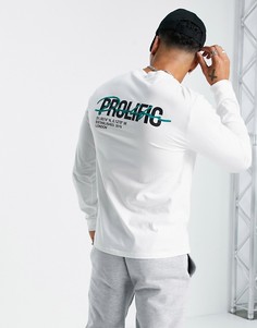 Черная футболка с принтом "Prolific" на спинке River Island-Белый