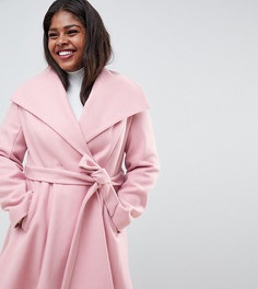 Пальто с поясом ASOS DESIGN Curve-Розовый