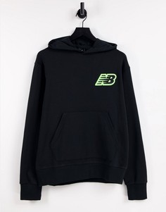 Худи черного цвета с неоновым логотипом New Balance-Серый