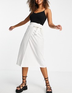 Белая юбка мидакси с запахом и завязывающимся поясом ASOS DESIGN-Белый