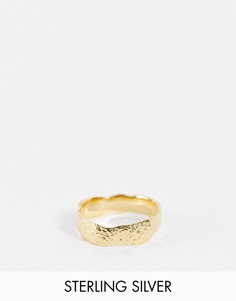 Кольцо из стерлингового серебра с эффектом расплавленного золота и позолотой 14 карат ASOS DESIGN-Золотистый