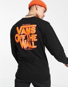 Черный лонгслив с принтом на спине Vans Cellar