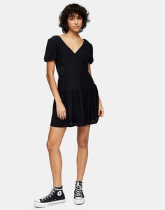 Черное ажурное платье мини Topshop-Черный цвет