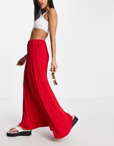 Пляжные трикотажные брюки палаццо красного цвета ASOS DESIGN-Красный