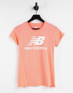 Розовая футболка с большим логотипом New Balance-Розовый цвет