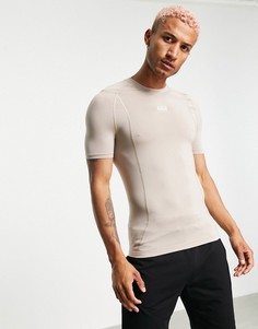 Облегающая спортивная футболка с декоративными швами ASOS 4505-Светло-бежевый цвет