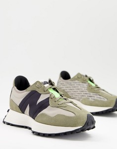 Оливковые кроссовки New Balance 327-Зеленый цвет