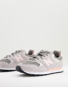 Розовато-лиловые кроссовки New Balance 393-Серый