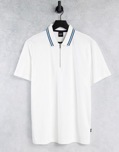 Футболка поло на короткой молнии BOSS Business Paras-Белый