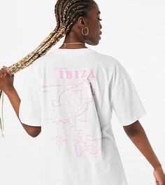 Белая oversized-футболка с принтом "Ibiza" ASOS DESIGN Tall-Белый