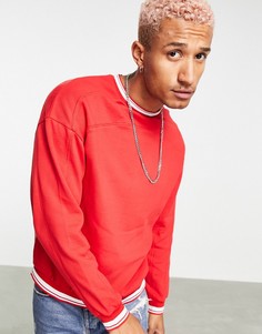 Красный oversized-свитшот с окантовкой и вставкой ASOS DESIGN