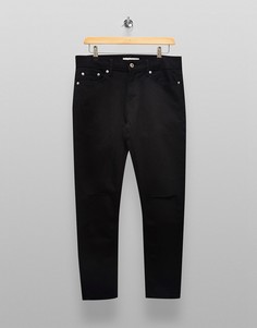Черные эластичные зауженные джинсы из органического хлопка со рваной отделкой на коленях Topman-Черный цвет