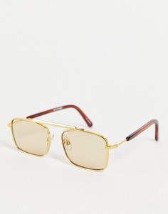 Солнцезащитные очки в стиле унисекс в металлической золотистой оправе с плоской планкой Spitfire Jodrell-Золотистый