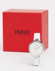 Женские белые часы с кожаным ремешком Hugo-Белый