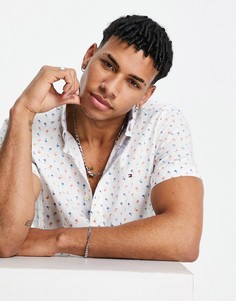 Рубашка с короткими рукавами и мелким принтом пальм Tommy Hilfiger-Белый