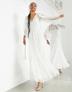 Свадебное платье макси из ткани добби с вышивкой ASOS EDITION Natalia-Белый