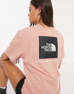 Розовая футболка бойфренда The North Face Red Box-Коричневый цвет