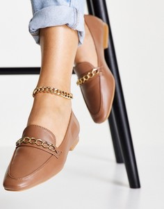 Светло-коричневые лоферы с цепочкой ASOS DESIGN Mingle-Коричневый цвет