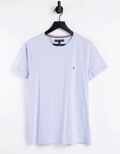 Светло-голубая футболка узкого кроя с маленьким логотипом Tommy Hilfiger-Голубой