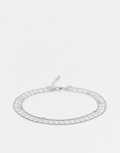 Серебристый браслет-цепочка на ногу с крестиками ASOS DESIGN