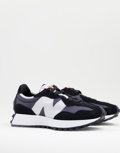 Черные с синим кроссовки New Balance 327-Черный цвет