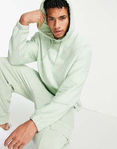 Флисовый oversized-худи светло-зеленого цвета с логотипом ASOS DESIGN-Зеленый цвет