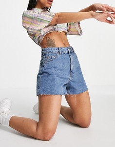 Шорты А-силуэта без декоративной отделки насыщенного голубого оттенка Topshop-Голубой