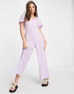 Сиреневый комбинезон с пуговицами спереди ASOS DESIGN-Фиолетовый цвет