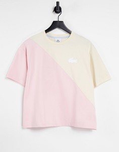 Розово-кремовая футболка внахлест Lacoste-Белый