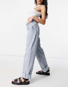 Выбеленные oversized-джинсы в винтажном стиле Topshop-Голубой
