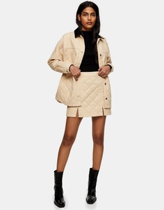 Светло-бежевая стеганая юбка Topshop-Нейтральный
