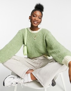 Укороченный джемпер мятного цвета с контрастной отделкой Topshop-Зеленый цвет
