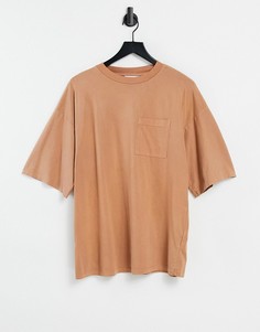 Бежевая футболка в стиле бойфренда Topshop-Коричневый цвет