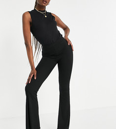 Черные расклешенные брюки в рубчик с волнистыми краями ASOS DESIGN Tall-Черный цвет