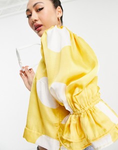 Желтая блузка в белый горошек с пышными рукавами Vero Moda-Многоцветный