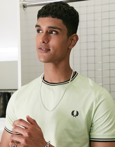 Шалфейно-зеленая футболка с двойной окантовкой Fred Perry-Зеленый цвет