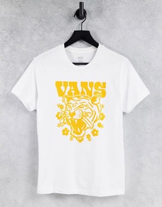 Белая футболка с цветочным принтом тигра Vans-Белый