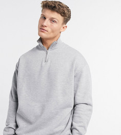 Серый свободный меланжевый свитшот с короткой молнией ASOS DESIGN