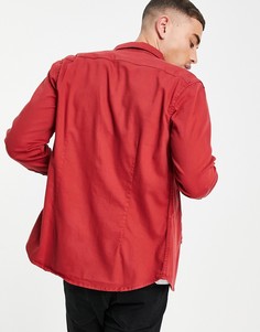 Красная джинсовая узкая рубашка ASOS DESIGN-Оранжевый цвет
