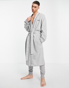 Серый халат кимоно с логотипом BOSS Bodywear