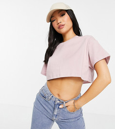 Светло-розовая очень короткая футболка ASOS DESIGN Petite-Светло-бежевый цвет