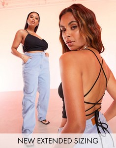 Черный топ-халтер в стиле 90-х со шнуровкой на спине ASOS LUXE-Черный цвет