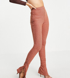 Расклешенные леггинсы кирпичного цвета в рубчик от комплекта ASOS LUXE-Серый