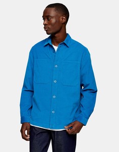 Синяя рубашка навыпуск из вельвета Topman-Голубой