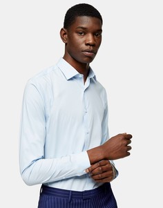 Голубая эластичная рубашка узкого кроя Topman-Голубой