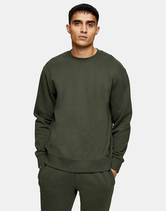Зеленый классический свитшот Topman-Зеленый цвет