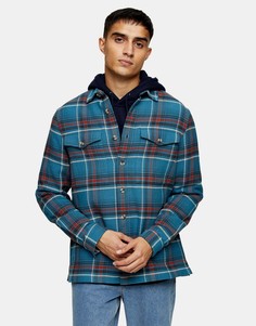 Синяя рубашка навыпуск в клетку Topman-Голубой