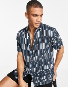 Синяя полосатая рубашка Topman-Голубой