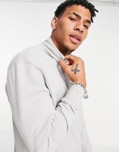 Серый саржевый свитшот с горловиной на молнии длиной 1/4 от комплекта Topman-Черный цвет